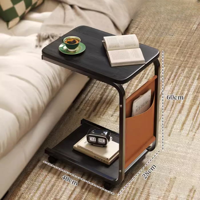 Side Table C Shape with Wheel