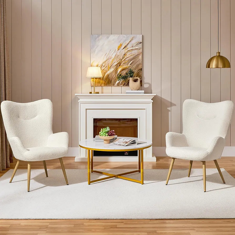 Yaheetech Modern Armchair Sherpa Fabric