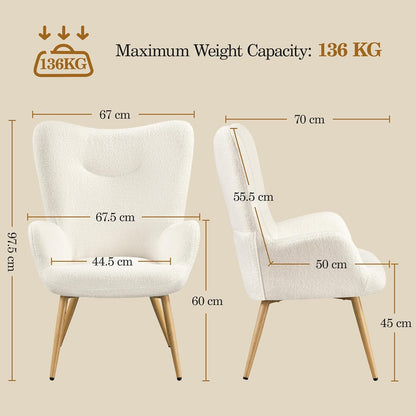 Yaheetech Modern Armchair Sherpa Fabric