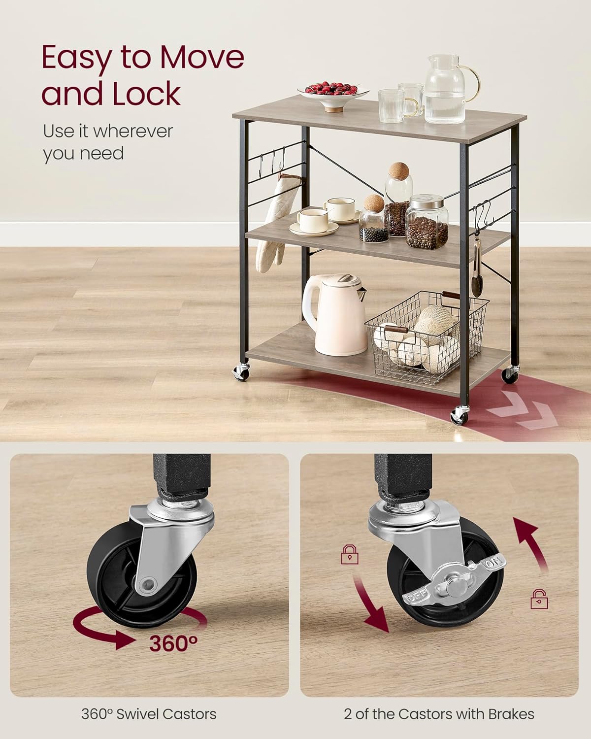 VASAGLE Serving Trolley KKS067K02