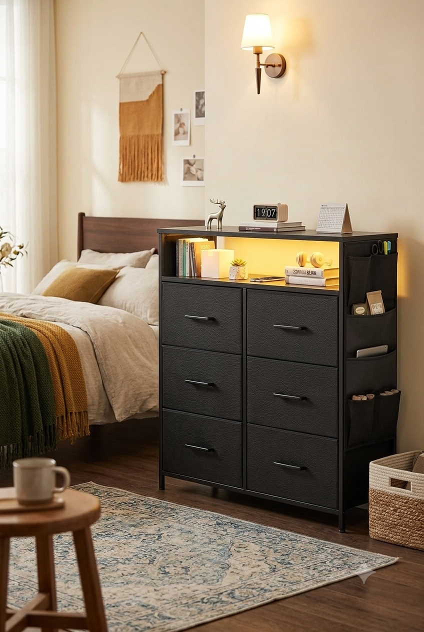 HLONONE Chest of Drawers with LED 320180BK