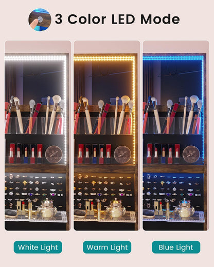 360° Swivel Mirror Jewelry Cabinet