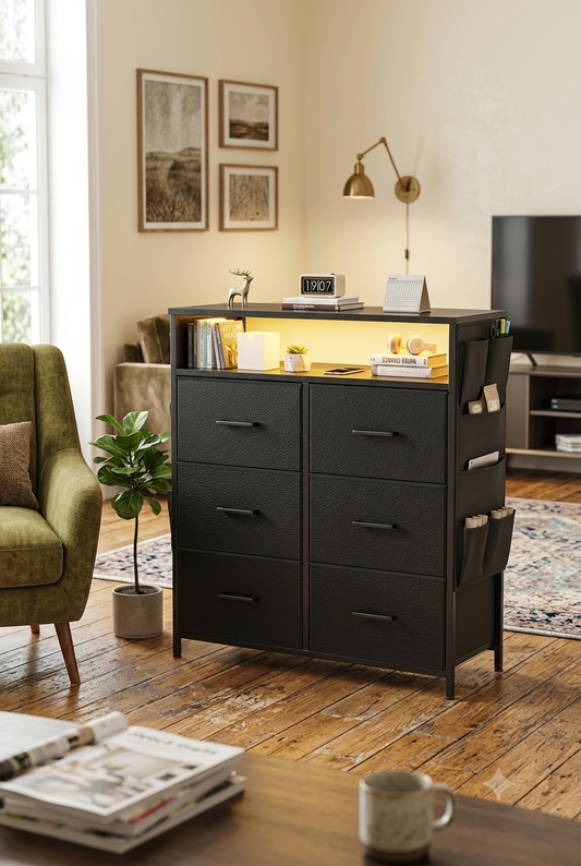 HLONONE Chest of Drawers with LED 320180BK