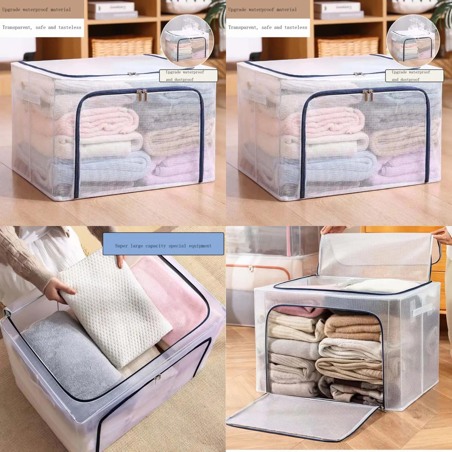 Extra Large Storage Bag Box 100L Transparent 2 pieces