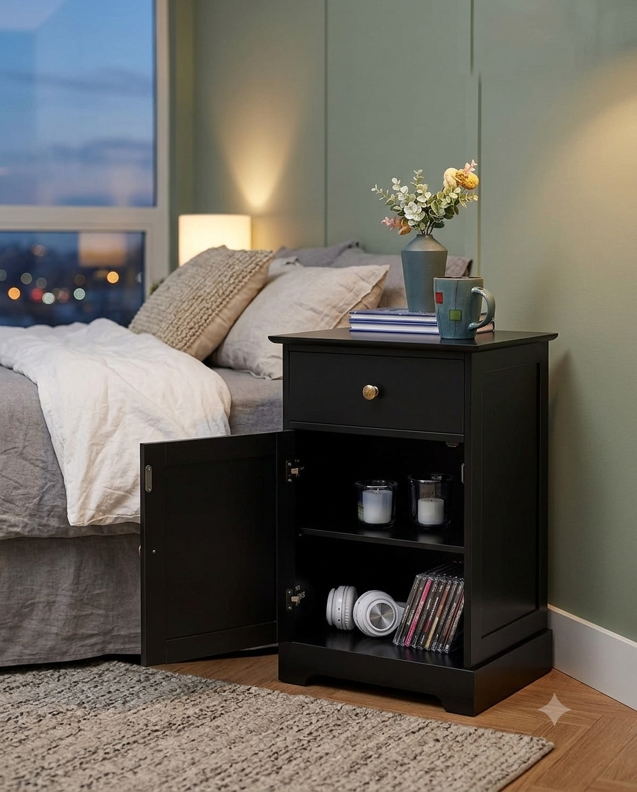 Yaheetech Set of 2 Black Bedside Tables 613869