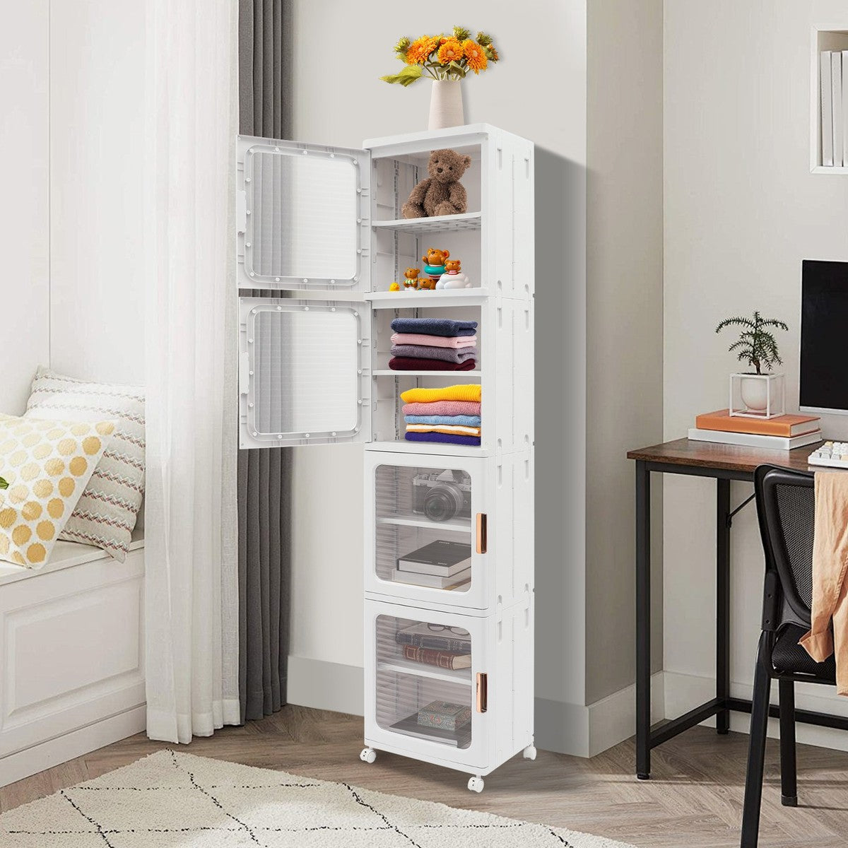 Narrow Storage Cabinet W/ Wheels