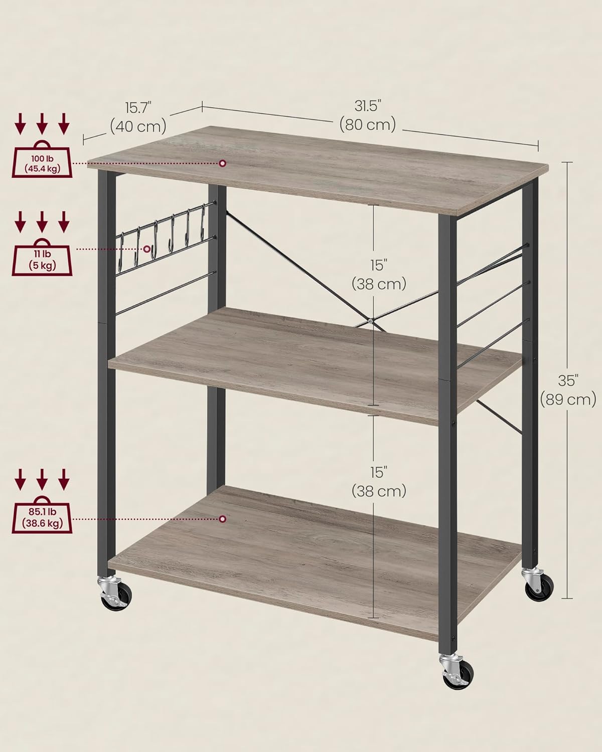 VASAGLE Serving Trolley KKS067K02