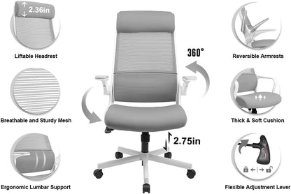 MELOKEA Gray Office Chair Ergonomic