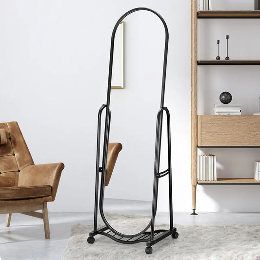 Arch framed Full Length Mirror with Wheels Adjustable Angle