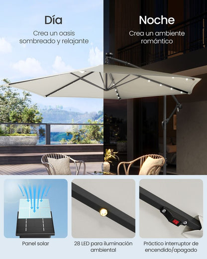 SONGMICS Parasol with LED Solar Lighting Umbrella GPU119LZ01