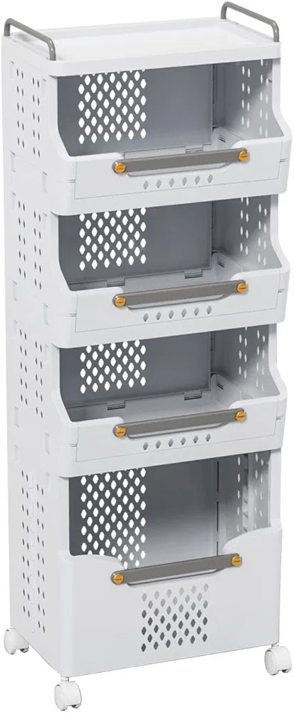 4-Tier Rolling Storage Cart with Wheels and Handle