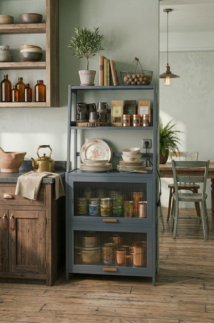 Kitchen Storage Rack with Transparent Door Shelves