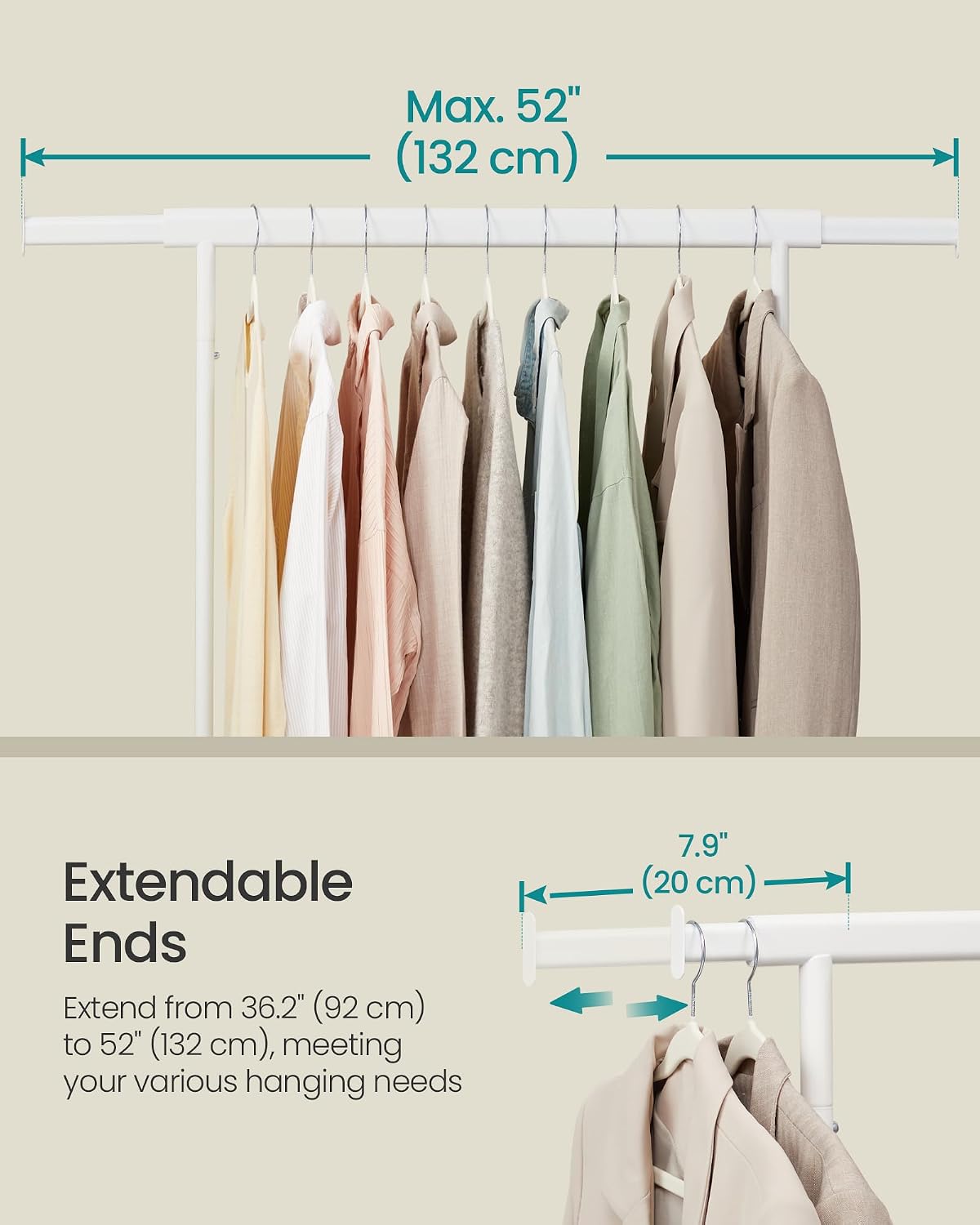 SONGMICS Clothes Rack Heavy Duty, 100 kg HSR013W01V11