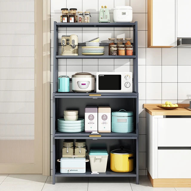 Kitchen Storage Rack with Transparent Door Shelves