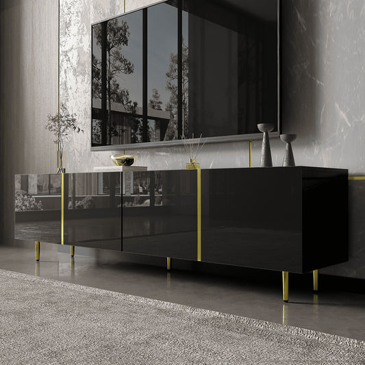 MURUL Mobile TV Stand Black Gold