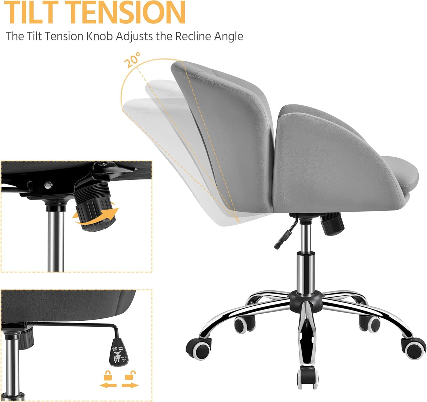 Yaheetech Velvet Office Chair