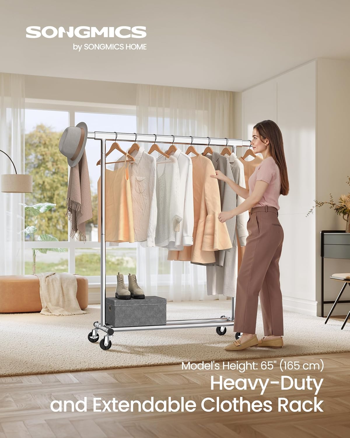 SONGMICS Clothes Rack with Wheels