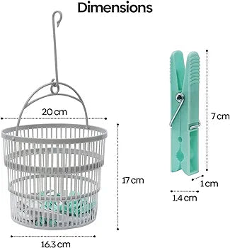 Basket  50 Aquapur Clothespins Laundry