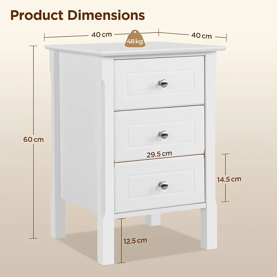 Yaheetech Set of 2 Bedside Table with 3 Drawers