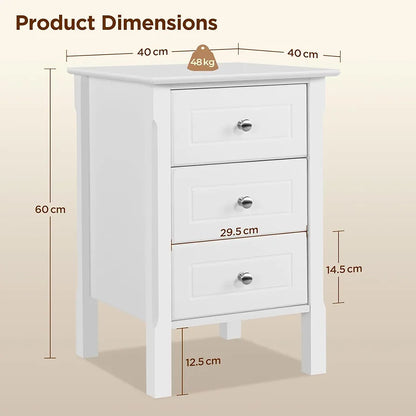 Yaheetech Set of 2 Bedside Table with 3 Drawers