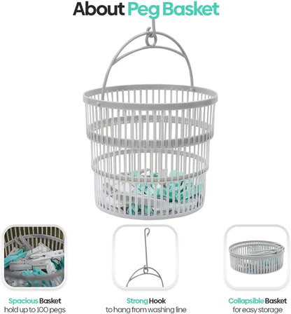 Basket  50 Aquapur Clothespins Laundry