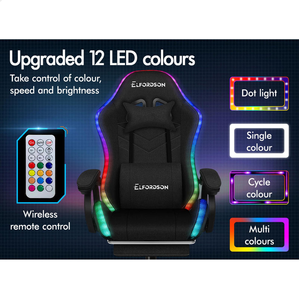ALFORDSON Gaming Office Chair with LED Lights & 8 Point Massage