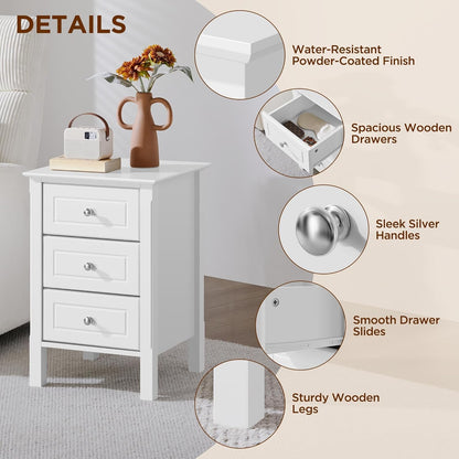 Yaheetech Set of 2 Bedside Table with 3 Drawers