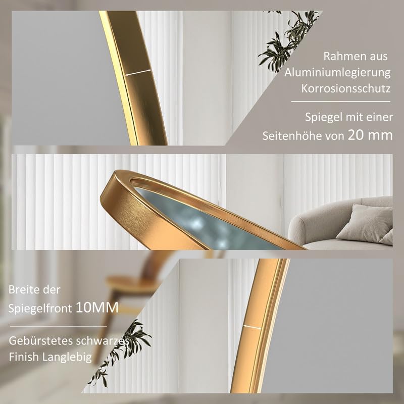 Gold Full Body Mirror Arch 50 x 150 cm
