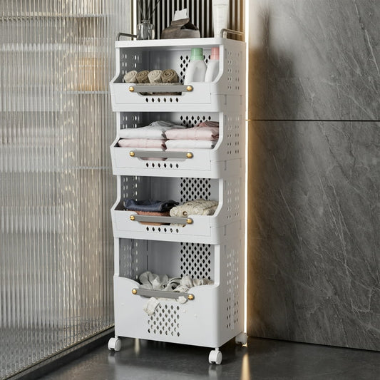 4-Tier Rolling Storage Cart with Wheels and Handle