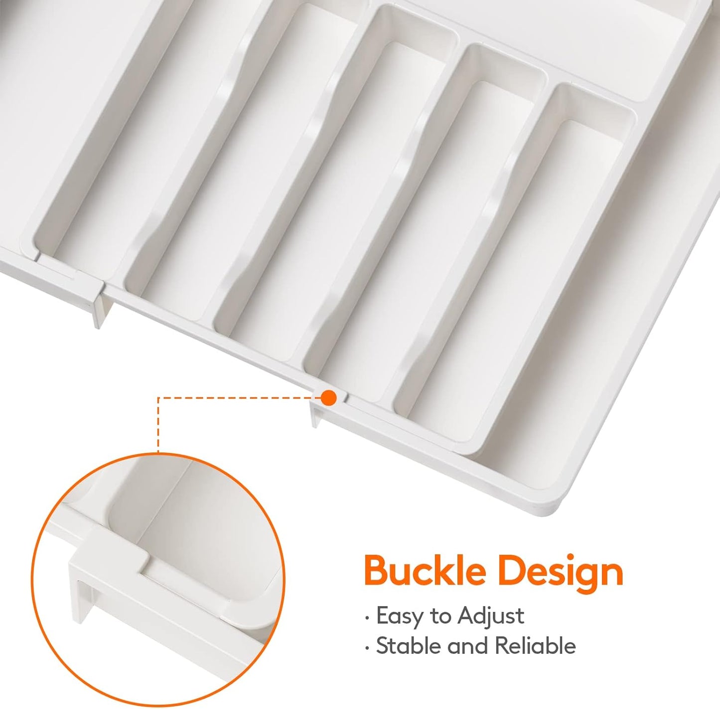 Extra Large Extendable Cutlery Storage Organizer (White)