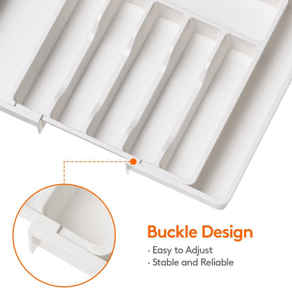Extra Large Extendable Cutlery Storage Organizer (White)