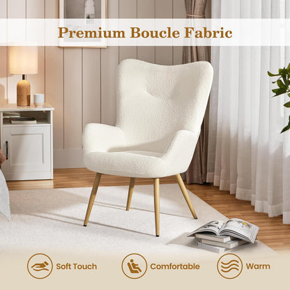 Yaheetech Modern Armchair Sherpa Fabric