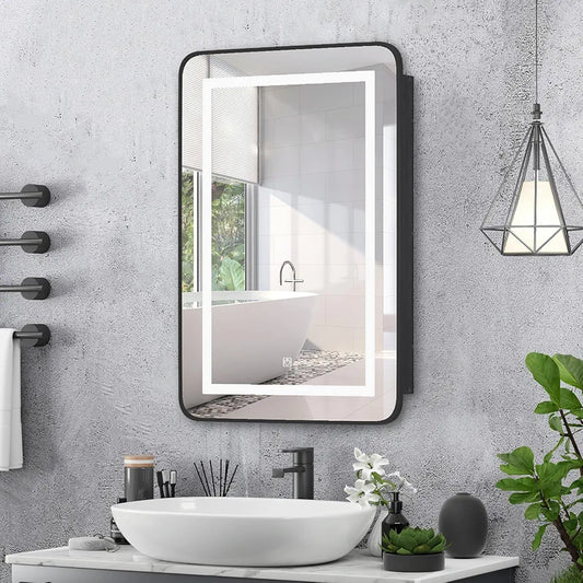 Mepplzian Black Medicine Cabinet with Lights