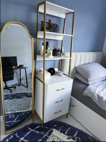 HOCSOK Bookcase Ladder Shelves+Drawers
