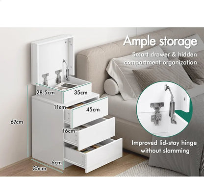 ALFORDSON LED Bedside Table with 3-Drawer