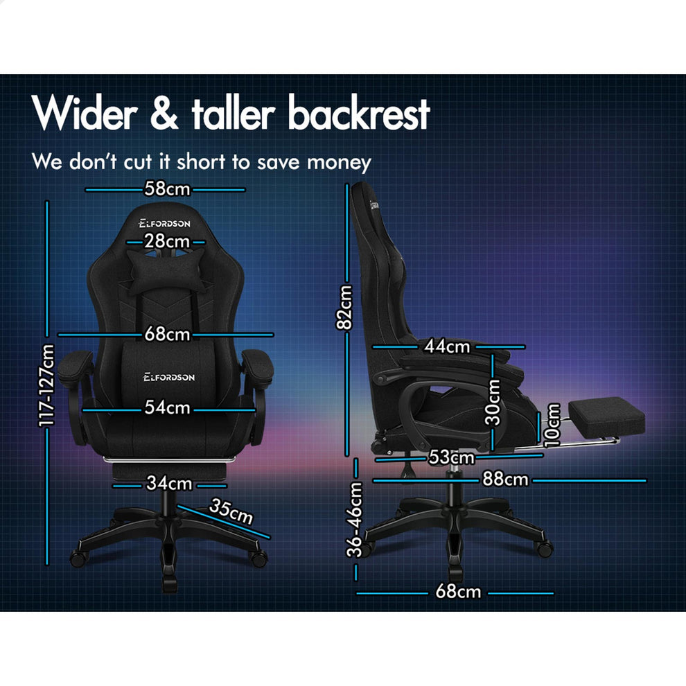 ALFORDSON Gaming Office Chair with LED Lights & 8 Point Massage