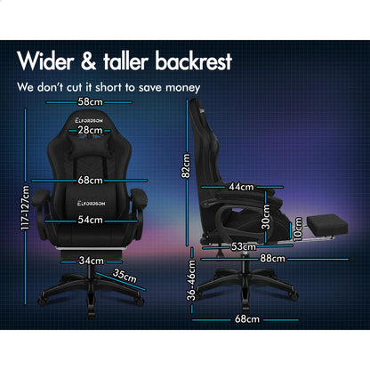 ALFORDSON Gaming Office Chair with LED Lights & 8 Point Massage