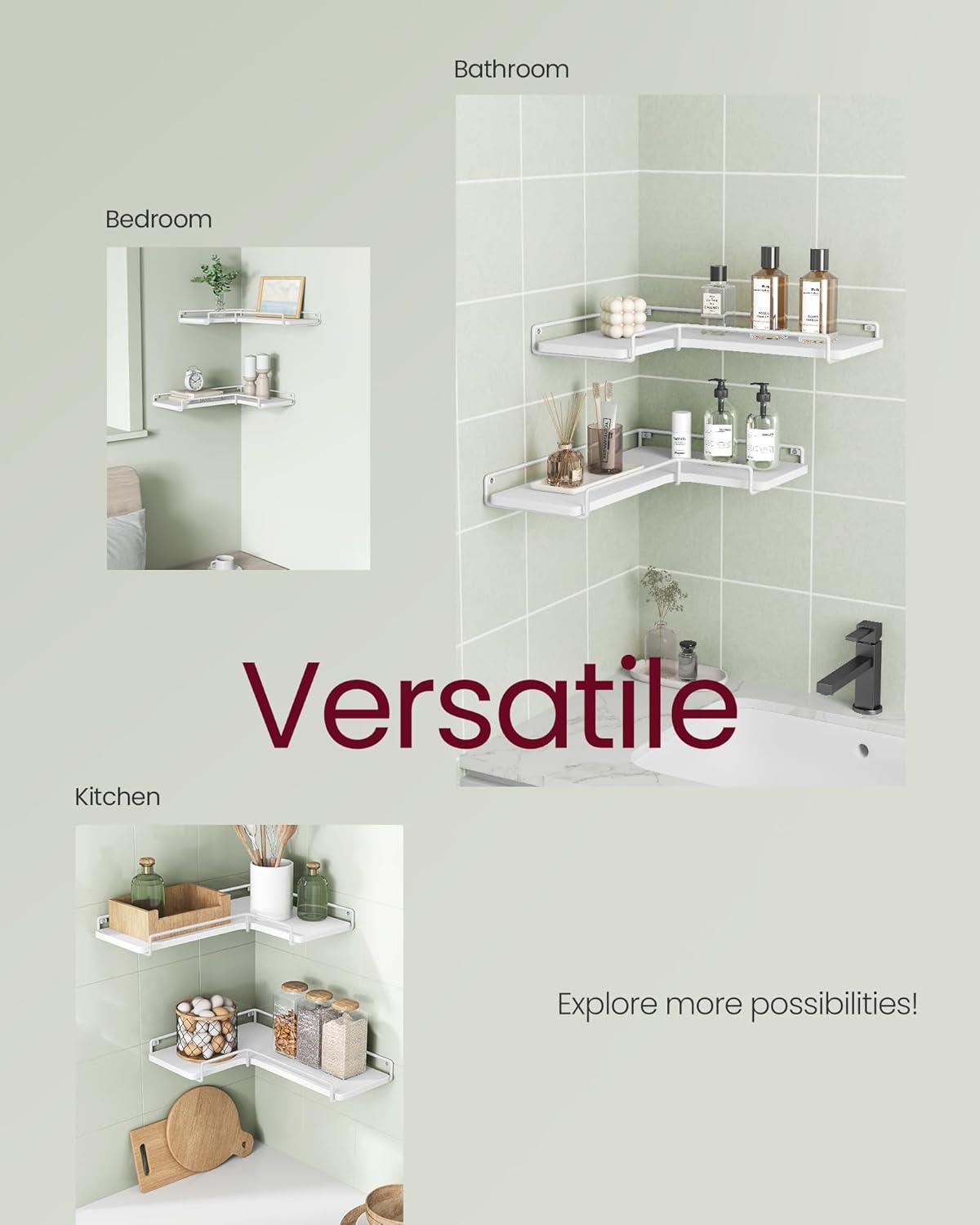 VASAGLE Set of 2 Corner Shelves