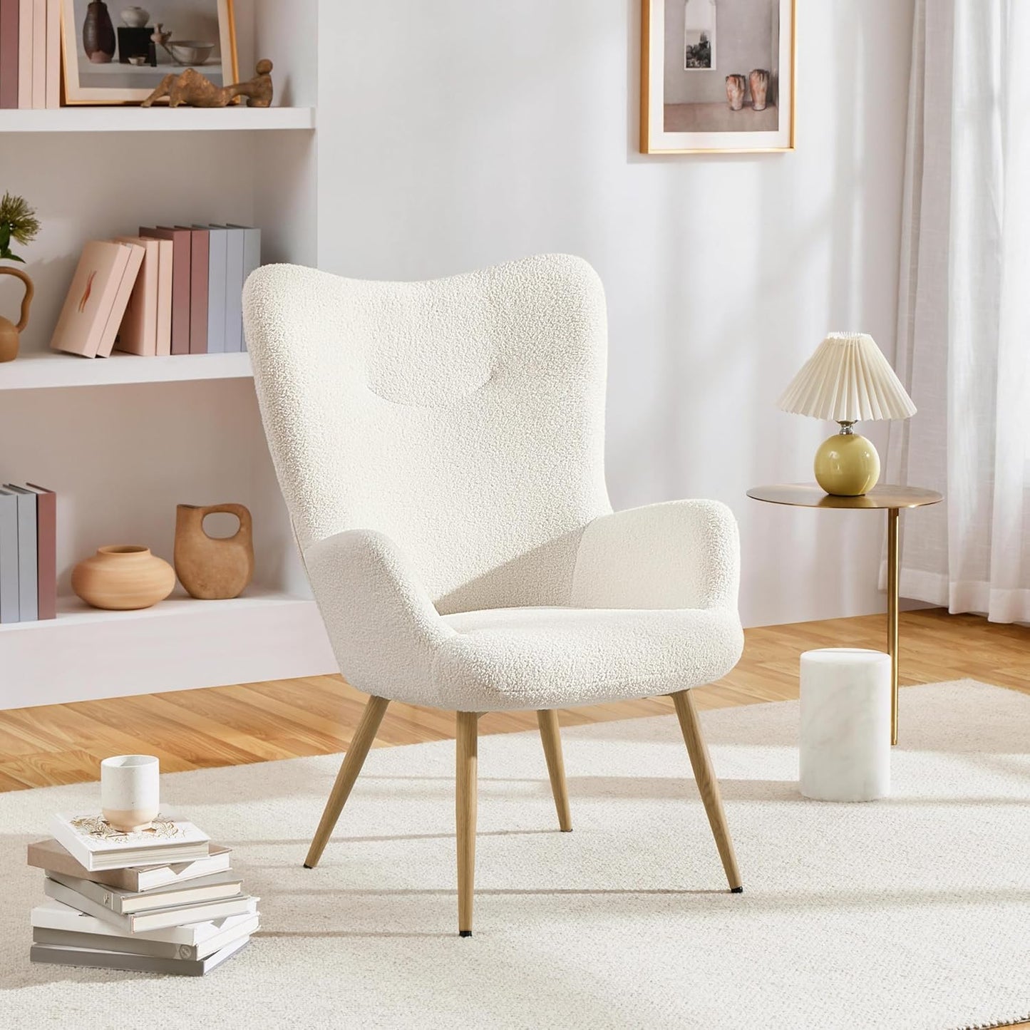 Yaheetech Modern Armchair Sherpa Fabric