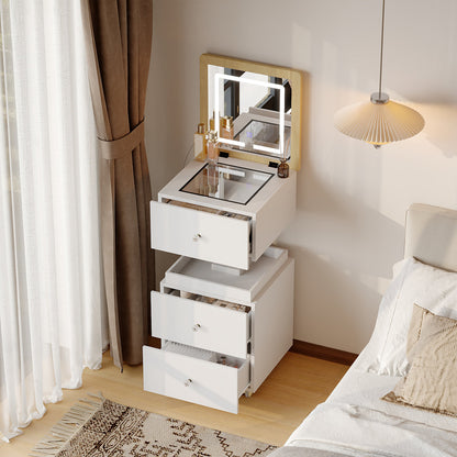 Modern Lift-Top Vanity With Smart Mirror & 6-Compartment Drawers