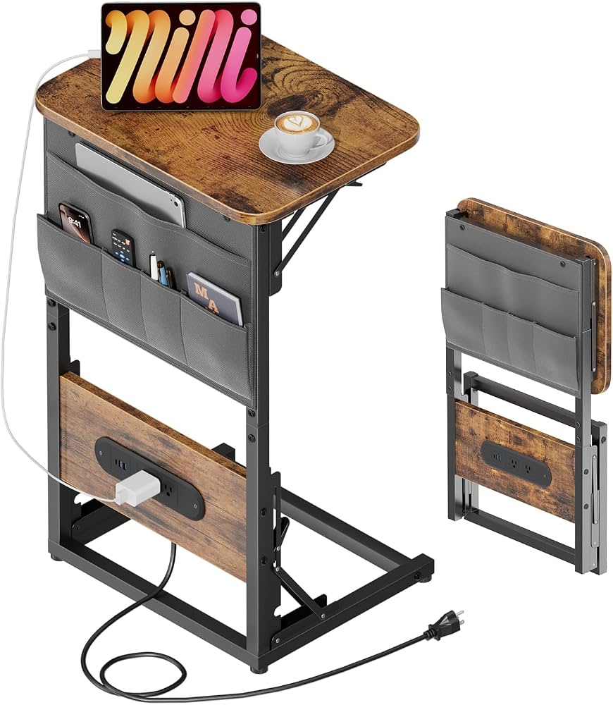 HLDIRECT Foldable C-Shaped Side Table
