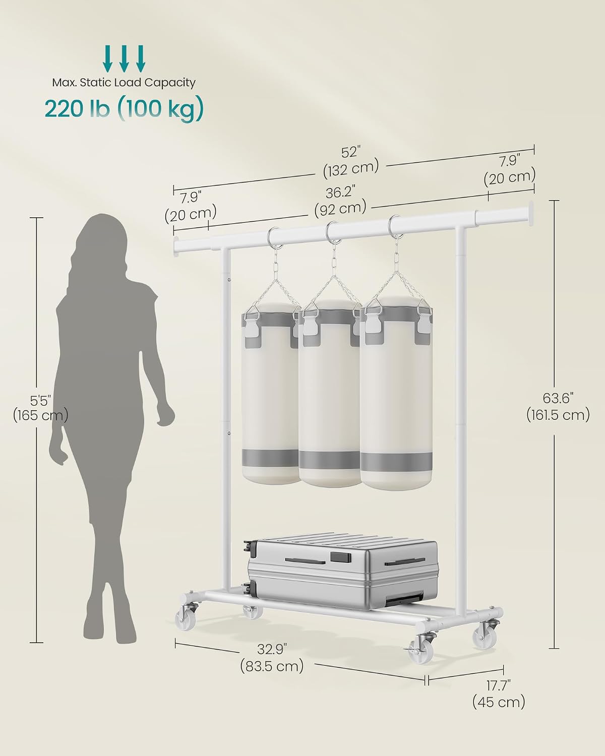 SONGMICS Clothes Rack Heavy Duty, 100 kg HSR013W01V11