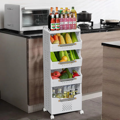 4-Tier Rolling Storage Cart with Wheels and Handle