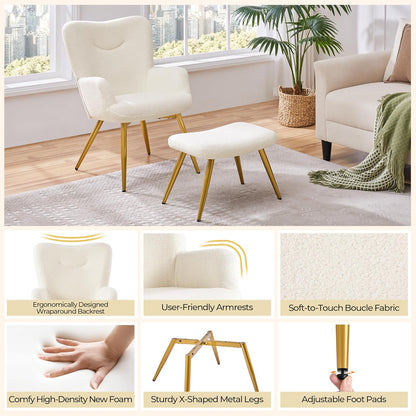 Yaheetech Teddy Chair with Footstool