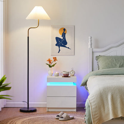 Kumar LED Light Bedside Table St-0064wh [2 Drawers][Nightstand]