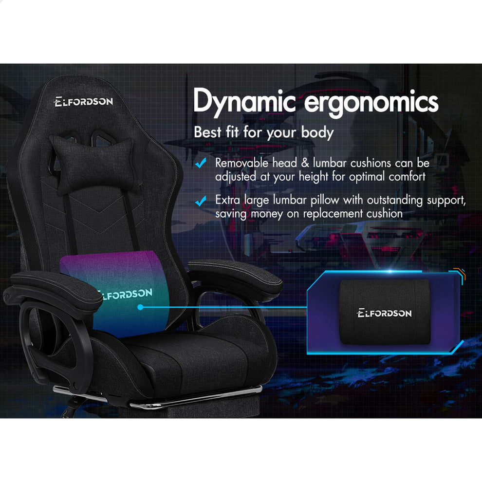 ALFORDSON Gaming Office Chair with LED Lights & 8 Point Massage
