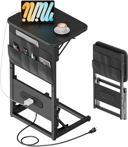 HLDIRECT Foldable C-Shaped Side Table