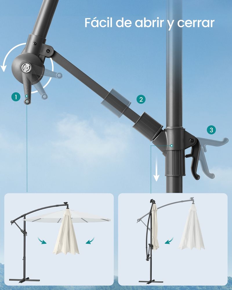 SONGMICS Parasol with LED Solar Lighting Umbrella GPU119LZ01