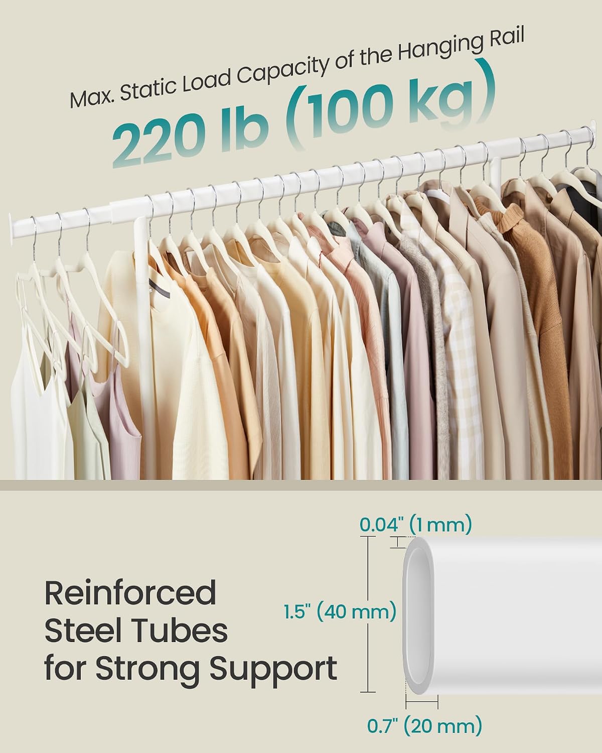 SONGMICS Clothes Rack Heavy Duty, 100 kg HSR013W01V11