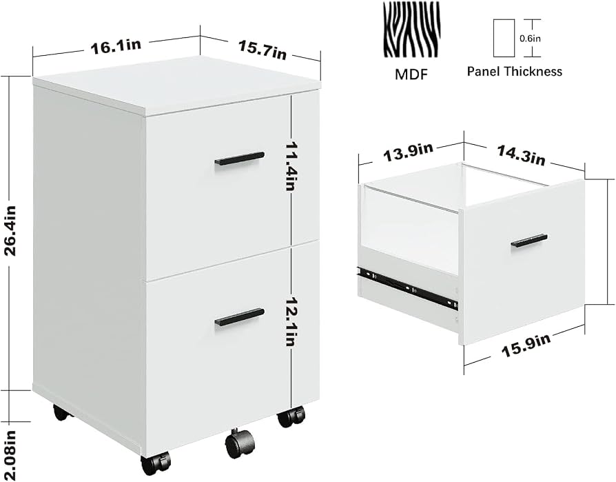 Panana 2 Drawer Mobile File Cabinet